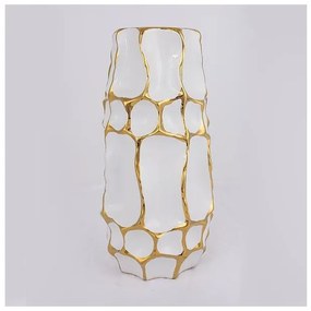 Βάζο Κεραμικό Λευκό &amp; Χρυσό 15.5x15.5x31.5cm 752-20171 Estheti-752-20171-Λευκό-Χρυσό 752-20171