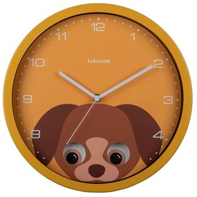 Ρολόι Τοίχου Peekaboo Dog KA5997YE 30,8x4,5cm Yellow-Brown Present Time Metal