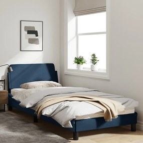 Πλαίσιο Κρεβατιού με Κεφαλάρι Μπλε 90x200 εκ. Υφασμάτινο - Μπλε