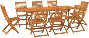 vidaXL Σετ Τραπεζαρίας Κήπου 9 Τεμαχίων 220x90x75 εκ. Μασίφ Ακακία