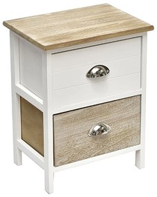 Κομοδίνο Με 2 Συρτάρια (37.5x27.5x48) T-D Bicolor White/Natural 9898213