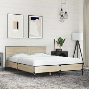 vidaXL Πλαίσιο Κρεβατιού Sonoma Δρυς 120x200 εκ. Επεξ. Ξύλο &amp; Μέταλλο