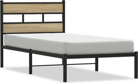 vidaXL Σκελετός Κρεβ. Χωρίς Στρώμα Sonoma Δρυς 100x200 εκ. Μεταλλικό