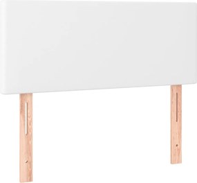 vidaXL Κρεβάτι Boxspring με Στρώμα Λευκό 120x190εκ.από Συνθετικό Δέρμα