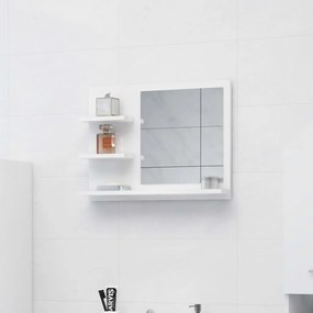 Καθρέφτης Μπάνιου Γυαλιστερό Λευκό 60x10,5x45 εκ. Μοριοσανίδα