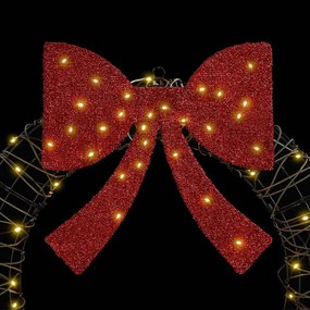 vidaXL Στεφάνι με 60 LED Θερμό λευκό 76 x 76 x 8 εκ Ρατάν