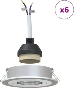 vidaXL Σποτ 6 pcs Ασημί 9 x 9 x 2 εκ. Αλουμίνιο