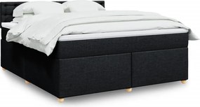 vidaXL Κρεβάτι Boxspring με Στρώμα Μαύρο 180x200 εκ. Υφασμάτινο
