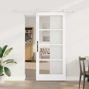 vidaXL Ολισθητή Πόρτα Λευκό 78 x 202 εκ. Ξύλο και μέταλλο