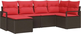 vidaXL Σετ Καναπέ με μαξιλάρι 6 pcs Καφέ συνθετικό ρατάν