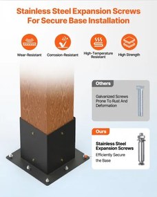 VEVOR 4x4 Inch Pergola Bracket Kit Inner 3.5x3.5 3- &amp; 4-Way Brackets with Bases