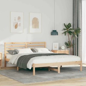 vidaXL Σκελετός Κρεβατιού Καφέ 150 x 200 cm Μασίφ ξύλο πεύκου