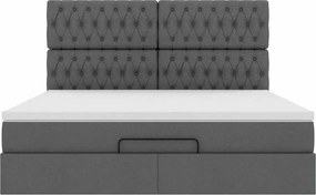 vidaXL Οθωμανικό κρεβάτι με στρώμα σκούρο γκρι 180x200cm ύφασμα