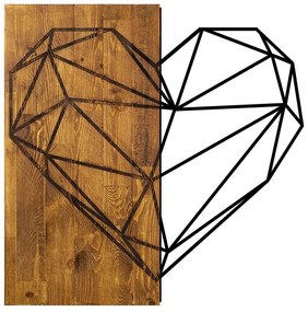 Megapap Διακοσμητικό Τοίχου Heart Ξύλινο - Μεταλλικό Καρυδί - Μαύρο 58x3x58εκ.