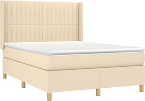 vidaXL Κρεβάτι Boxspring με Στρώμα Κρεμ 140x200 εκ. Υφασμάτινο