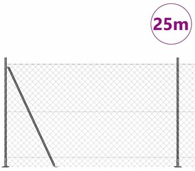 vidaXL Σετ Στύλων Φράχτη Ασημί 25 x 1.5 μ Επικαλυμμένος Χάλυβας