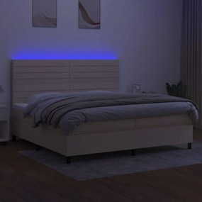 ΚΡΕΒΑΤΙ BOXSPRING ΜΕ ΣΤΡΩΜΑ &amp; LED ΚΡΕΜ 200X200 ΕΚ. ΥΦΑΣΜΑΤΙΝΟ 3134986