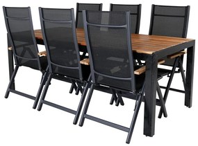 Σετ Τραπέζι και καρέκλες Dallas 3149, Ξύλο, Μέταλλο, Ύφασμα, Ξύλο: Ακακία | Epipla1.gr