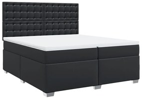 vidaXL Κρεβάτι Boxspring με Στρώμα Μαύρο 200x200 εκ. Συνθετικό Δέρμα