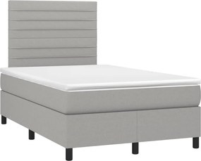 vidaXL Κρεβάτι Boxspring με Στρώμα &amp; LED Αν.Γκρι 120x190εκ. Υφασμάτινο
