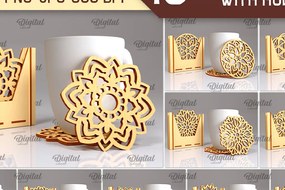 Σετ των 2 Intra απο ξύλο plywood 3mm-4mm πάχος - Σουβέρ με θήκες Laser Cut Bundle Δίασταση 30x20 cm INTRAFABR-102849182