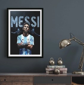 Πόστερ &amp; Κάδρο Messi SC001 30x40cm Μαύρο Ξύλινο Κάδρο (με πόστερ)