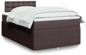 vidaXL Κρεβάτι Boxspring με Στρώμα Σκούρο Καφέ 120x200 εκ. Υφασμάτινο