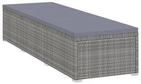 vidaXL Ξαπλώστρα Γκρι από Συνθετικό Ρατάν με Μαξιλάρι