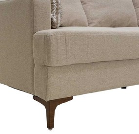 Γωνιακός καναπές με σκαμπό Slim pakoworld υφασμάτινος χρώμα μπεζ με μαξιλάρια 185x140x70εκ - Ύφασμα - 074-000001
