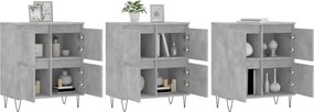 vidaXL Ντουλάπια 3 τεμ. Γκρι Σκυροδέματος Επεξεργ. Ξύλο