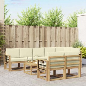 vidaXL Σειρά Καναπέ Εξωτερικού 9 pcs Λευκό και Κρεμ Πολυεστέρας