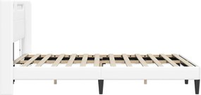 vidaXL Σκελετός Κρεβατιού με κεφαλάρι Λευκό 140 x 190 cm Τεχνητό Δέρμα