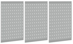 vidaXL Pegboards 3 τεμάχια με 15 αξεσουάρ Γκρι 50x80 εκ Ατσάλι