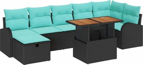 vidaXL Σετ Καναπέ Κήπου 8 pcs Μαύρο συνθετικό ρατάν