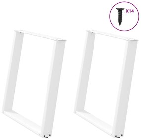 vidaXL Πόδια Τραπεζαρίας σε Σχήμα U 2 τεμ. Λευκά 70x(72-73) εκ. Ατσάλι
