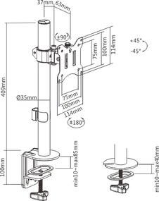BRATECK βάση γραφείου οθόνης LDT57-C01, 17-32", έως 9kg