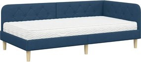vidaXL Κρεβάτι Γωνίας Μπλε 90 x 190 cm ύφασμα