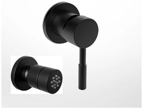La Torre New Tech Black Matt 12151N-400 Μίκτης Εντοιχισμού 3 Εξόδων με Εκτροπέα+Jet επιτοίχιο Στρογγυλό