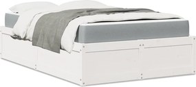 vidaXL Κρεβάτι με Στρώμα Λευκό 140x190 εκ Μασίφ Ξύλο Πεύκου