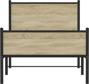 vidaXL Σκελετός Κρεβ. Χωρίς Στρώμα Sonoma Δρυς 100x190 εκ. Μεταλλικό