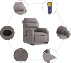 vidaXL Πολυθρόνα Μασάζ Ανακλινόμενη με Ανύψωση Taupe Υφασμάτινη