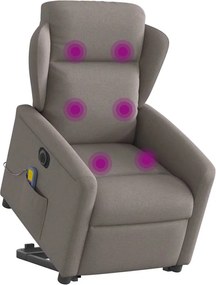 vidaXL Πολυθρόνα Μασάζ Ηλεκτρική Ανακλ.Taupe Υφασμάτινη