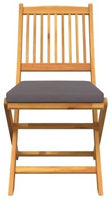 vidaXL Πτυσσόμενη Καρέκλα με μαξιλάρι 2 pcs Γκρι 49 x 57.5 x 92εκ