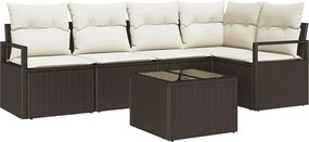 vidaXL Σετ Καναπέ με μαξιλάρι 6 pcs Καφέ συνθετικό ρατάν