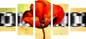 Αφηρημένη παπαρούνα εικόνας 5 μερών - 100x50