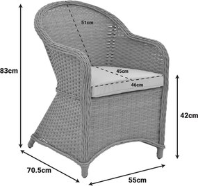 Πολυθρόνα κήπου Hadrian pakoworld rattan καφέ- textilene μπεζ 57x70x85εκ