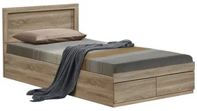 Κρεβάτι Olympus pakoworld με συρτάρι σε sonoma απόχρωση 100x200εκ