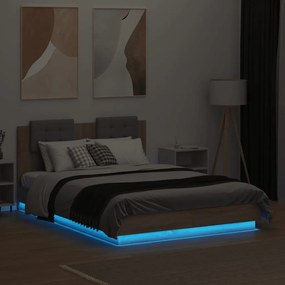 vidaXL Πλαίσιο Κρεβατιού με Κεφαλάρι &amp; LED Sonoma Δρυς 120x190 εκ.