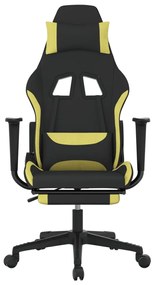 vidaXL Καρέκλα Gaming Μαύρη/Αν. Πράσινο Ύφασμα με Υποπόδιο