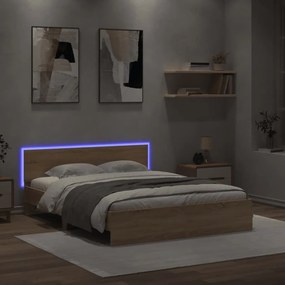 Πλαίσιο Κρεβατιού με Κεφαλάρι/LED Sonoma δρυς 160x200 εκ.